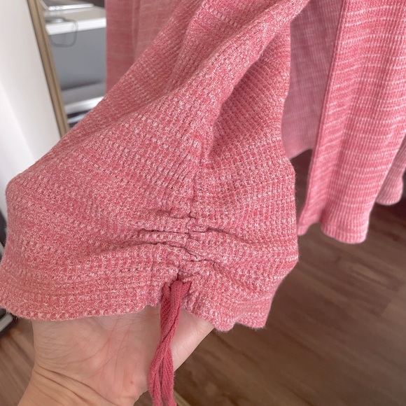 J Jill Pullover Womens Cotton Blend Heather Pink Waffle cowl neck Knit Side Ties - Picture 8 of 9